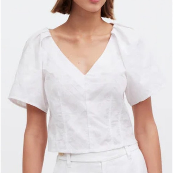 Madewell White V-Neck Blouse - Picture 1 of 5